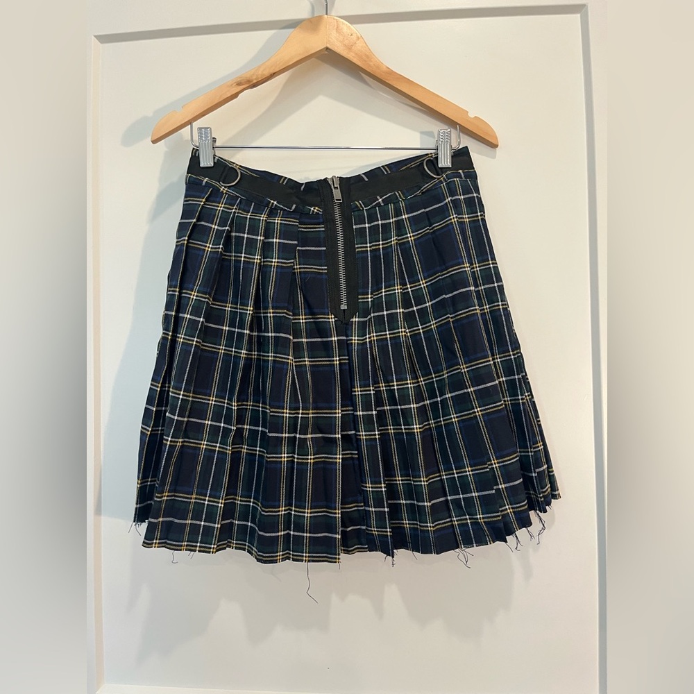 NWT Dolls Kill Current Mood Plaid Pleated Mini Skirt Punk Goth Grunge Rave Sz L - Picture 4 of 11